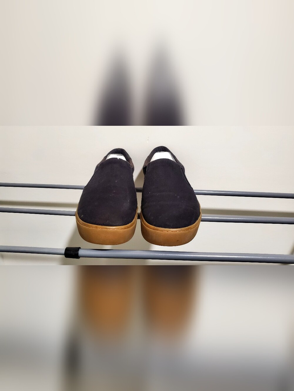 Old Navy Black Slip-On Canvas Loafers with Gum Sole